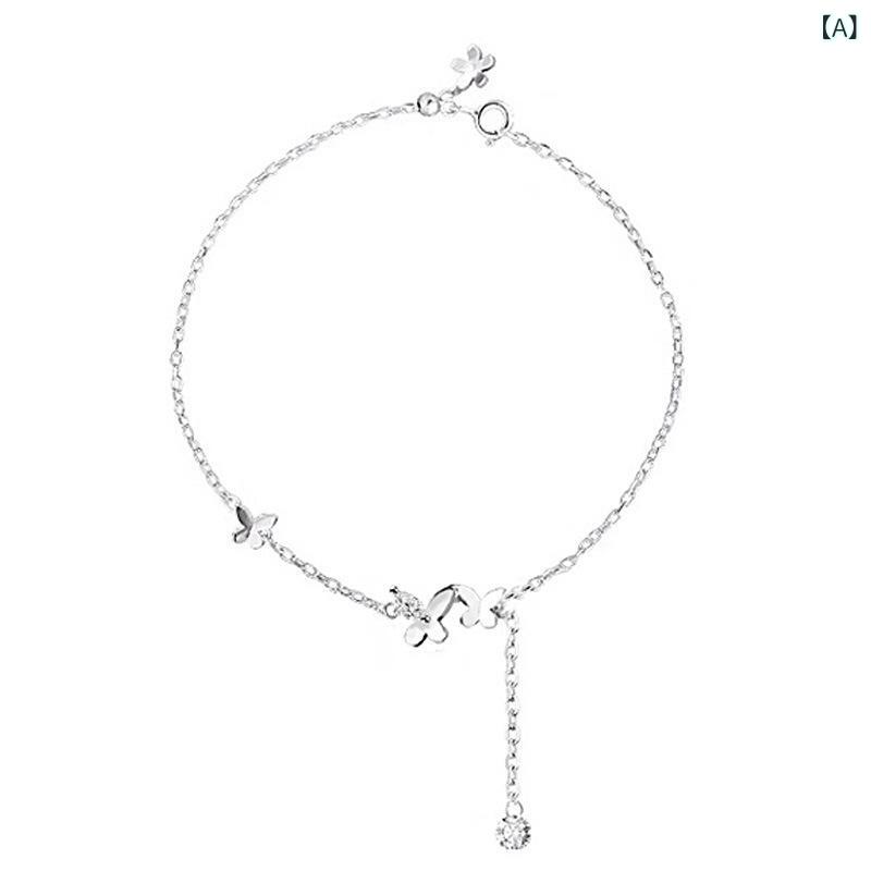 アンクレット レディース 蝶々 バタフライ 銅製 華奢 エレガント 可憐 優美 シンプル 普段使い デート リゾート 足元アクセサリー 軽量 春夏 ゴールドカラー(x2)