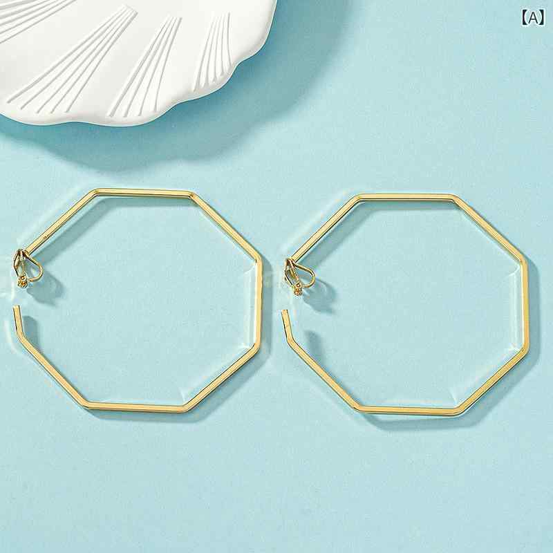 ・カテゴリ: 耳飾り・スタイル: シンプル・素材: 合金・形状: 幾何学・モチーフ: 八角形・カラー: ゴールド・処理加工: メッキ・対象: 女性