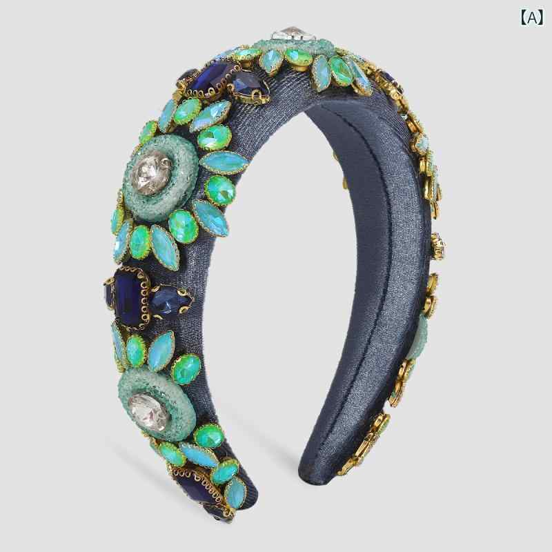 カチューシャ レディース 幅広 ラインストーン ビジュー バロック レトロ アンティーク エレガント 上..