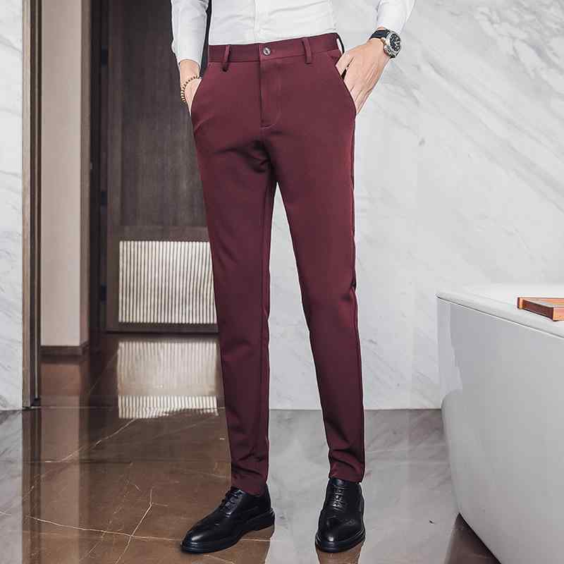 樂天商城 - パンツ メンズ 春秋 スリムフィット 細身 ストレッチ 伸縮性 無地 ビジネス 通勤 オフィス カジュアル テーパード ロング丈 ボトムス 大きいサイズ ビッグサイズ ノーアイロン 耐摩耗性