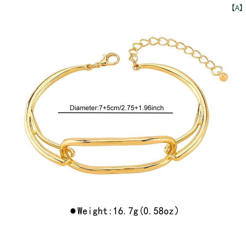 ブレスレット レディース 女性用 合金 幾何学模様 切り替え デザイン シンプル 高級感 上品 エレガント..