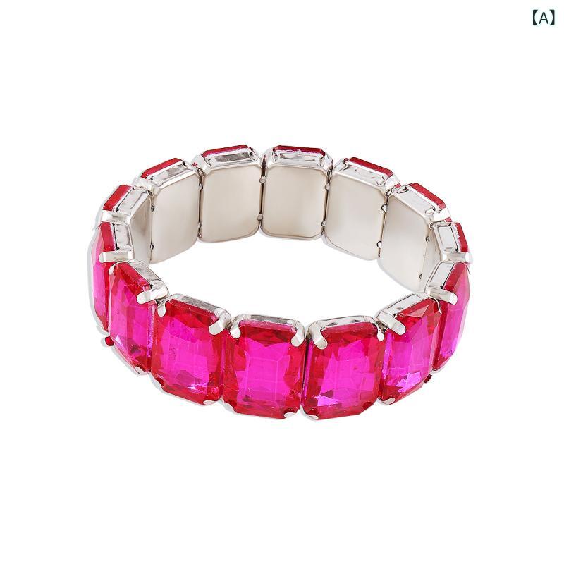 ブレスレット レディース 女性用 高級感 ラインストーン バングル シンプル 個性的 エレガント 幾何学..