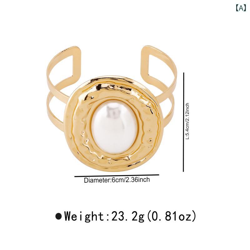 ・カテゴリ: アクセサリー・素材: 鉄、模造パール・加工: 電鍍・スタイル: ファッションOL・重量: 約23g・デザイン要素: 幾何学模様（円形、楕円、環形）