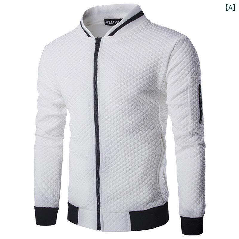 スウェット メンズ ジップアップ スタンドカラー 無地 切り替え スリムフィット ポリエステル カジュアル スポーツ デイリーユース 春秋 ジャケット カーディガン アウター トップス 長袖(x2)