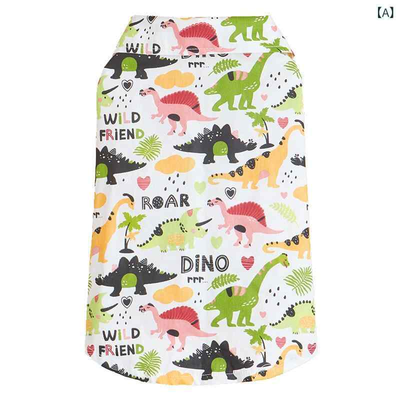 ペットウェア 猫犬兼用 小型犬 シャツ ブラウス カーディガン 恐竜柄 多色 ポリエステル 日韓風 おしゃれ お散歩 お出かけ カジュアル 通年