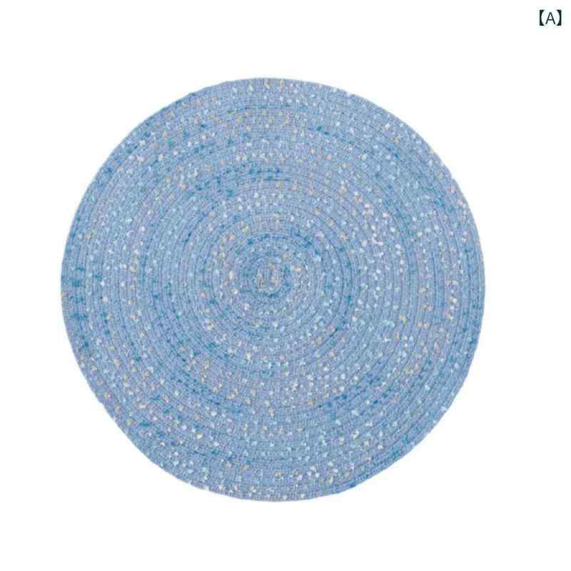 ランチョンマット 北欧風 編み込み 円形 丸型 シンプル モダン おしゃれ コットンヤーン 食卓 ダイニン..