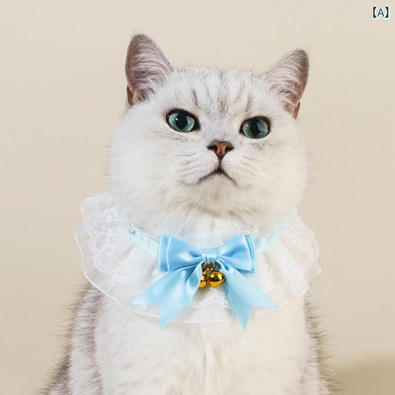ペットアクセサリー 犬 猫 用 ハンドメイド 蝶ネクタイ 鈴付き 首輪 ポリエステル ソフト 軽量 日韓風 小型犬 子猫 お散歩 お出かけ おしゃれ かわいい(x2)