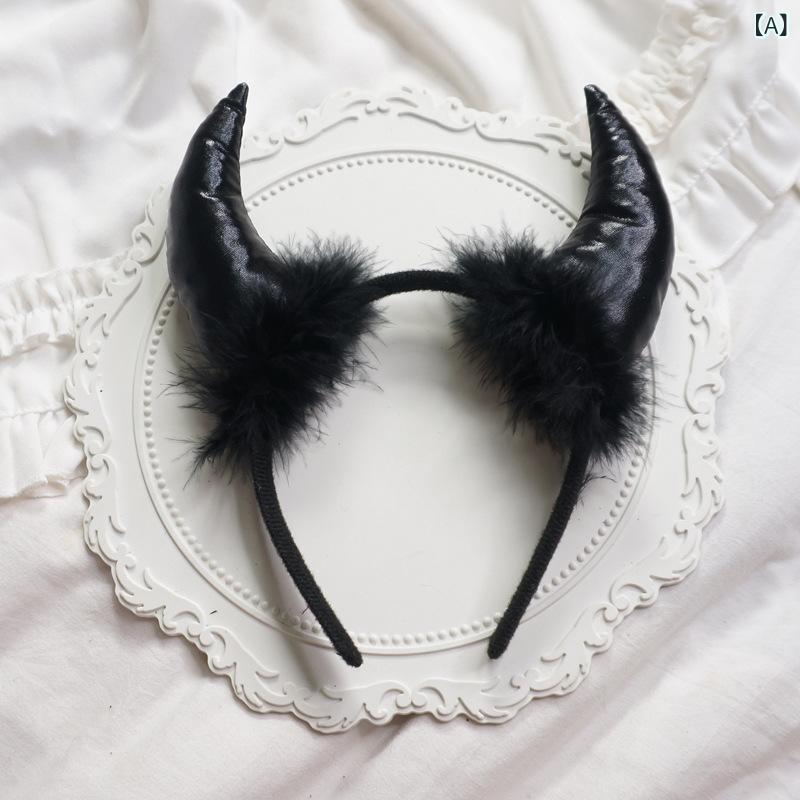 カチューシャ デビル 悪魔の角 ホーン 耳 ハロウィン ゴシック 大型 ビッグ 光沢レザー エナメル もこ..