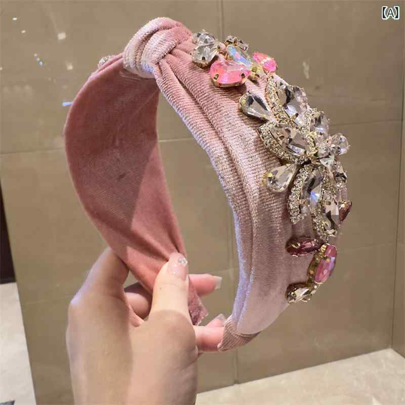 カチューシャ レディース フレンチ宮廷風 バロック レトロ ベロア ラインストーン エレガント 秋冬 ヘ..