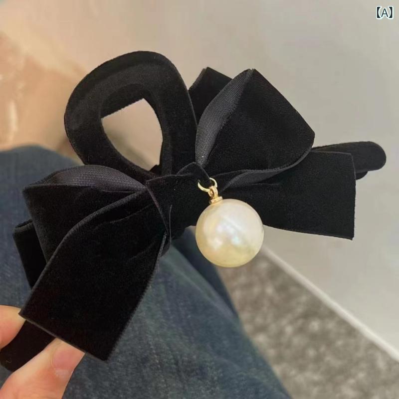 ヘアアクセサリー レディース 韓国風 トレンド 高級感 パール ベロア ベルベット ファー 大ぶり バンス..