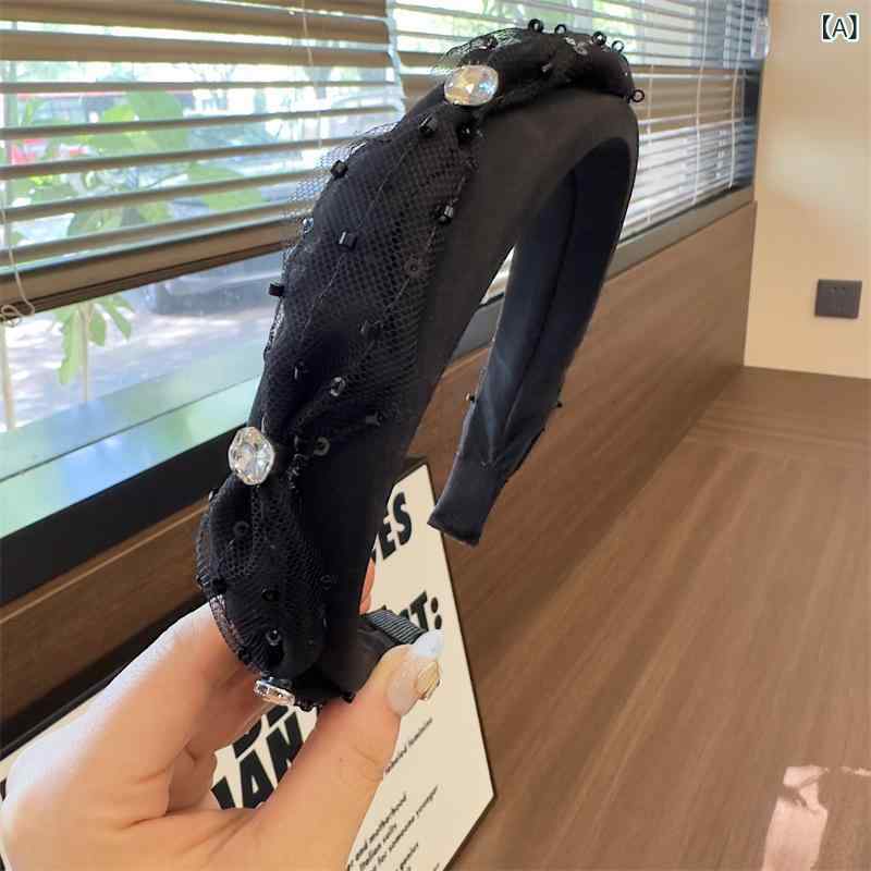 カチューシャ レディース 韓国風 シンプル 布製 メッシュ リボン 蝶々結び 上品 エレガント 高めトップ..