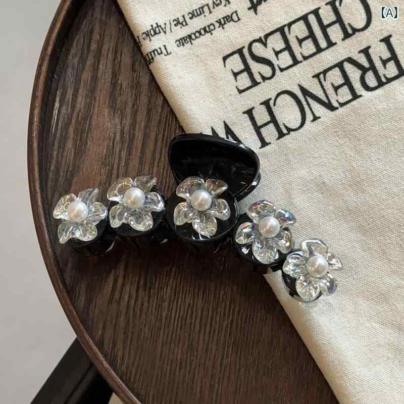 ヘアクリップ レディース 韓国風 かわいい 花モチーフ シャーク型 バンスクリップ 大きめ ビッグサイズ..