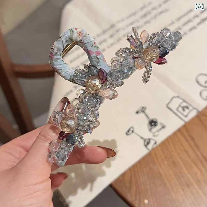 髪飾り レディース レインボー クリスタル ワイヤーアート シャーク型 バンスクリップ エレガント 上品..