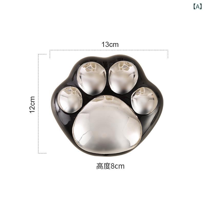 灰皿 高級感 かわいい 肉球デザイン セラミック 蓋つき 防風 おしゃれ 洗練された 自宅用 リビング 小物入れ 置物 ブラック シルバー