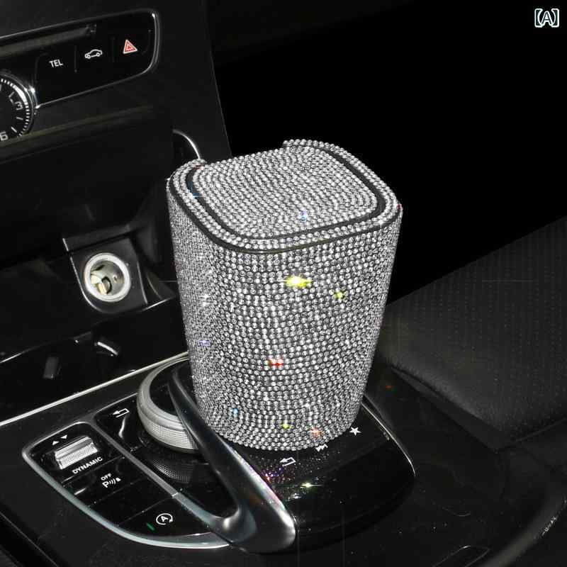 車載灰皿 ユニセックス ラインストーン LEDライト付き 多機能 スタイリッシュ カーアクセサリー 車内インテリア アッシュトレイ(x2)