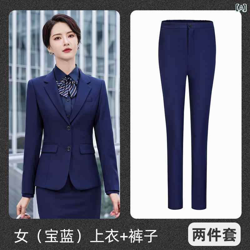 スーツ 男女兼用 ビジネス フォーマル オフィス 営業 制服 秋冬 スリーピース 3点セット ベスト ジレ 長袖 ジャケット 長ズボン ウール..