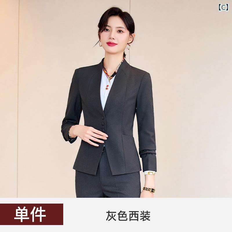 セットアップ レディース ビジネススーツ テーラードジャケット ジレベスト アンサンブル オフィス 事務服 制服 ホテル サービス業 通勤 秋冬 ポリエステル スパンデックス ネイビー ブラック グレー