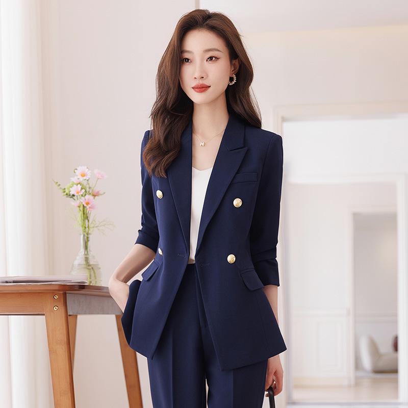 スーツ レディース 秋冬 ダブルブレスト パンツセットアップ キャリア ビジネス オフィス 面接 リクルート 公務員 教師 教員資格試験 フォーマル ポリエステル 高級感 エレガント テーパード(x2)