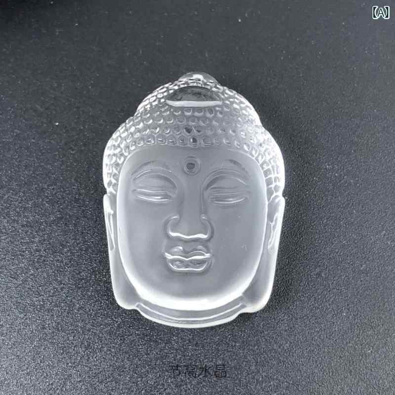 ネックレス 男女兼用 白水晶 仏頭 観音様 布袋様 モチーフ ペンダント トップ エスニック レトロ 研磨..