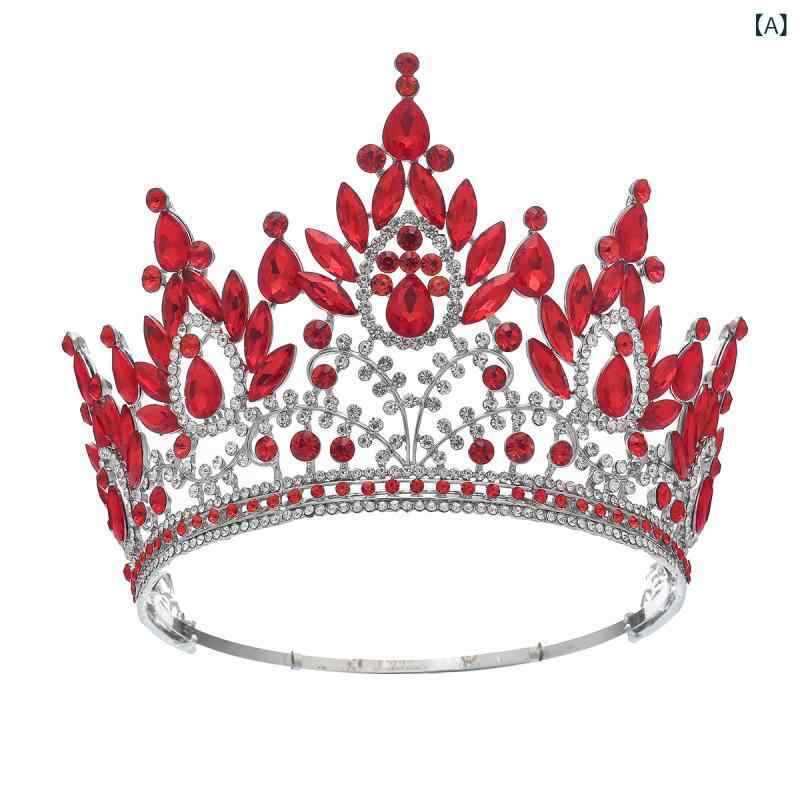 ヘアアクセサリー レディース バロック風 フルクラウン ティアラ 新婦 花嫁 ウェディング 結婚式 ブラ..