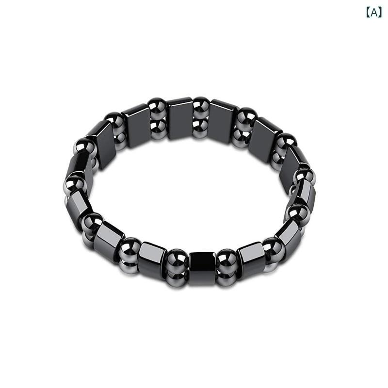 ブレスレット ユニセックス ヘマタイト 半月 ビーズ 磁石 磁気健康 ヘルスケア 健康アクセサリー 伸縮..