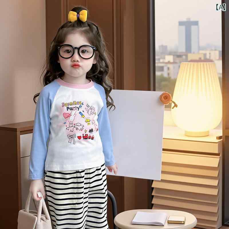 Tシャツ キッズ 女の子 切り替え ラグランスリーブ 長袖 綿 コットン 綿混 柔らか ラウンドネック 丸首..