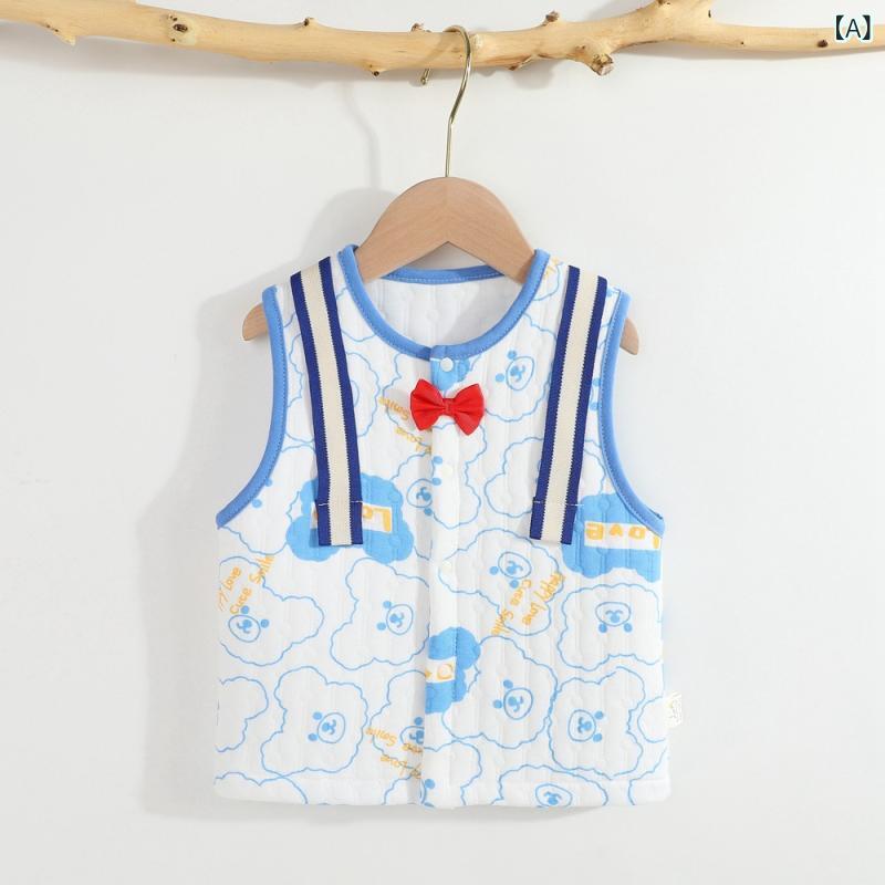 ベスト ベビー 子供 表地 コットン100% ポリエステル中綿 厚手 保温 あたたかい カジュアル 春秋 冬 幼児 新生児 可愛いデザイン シン..