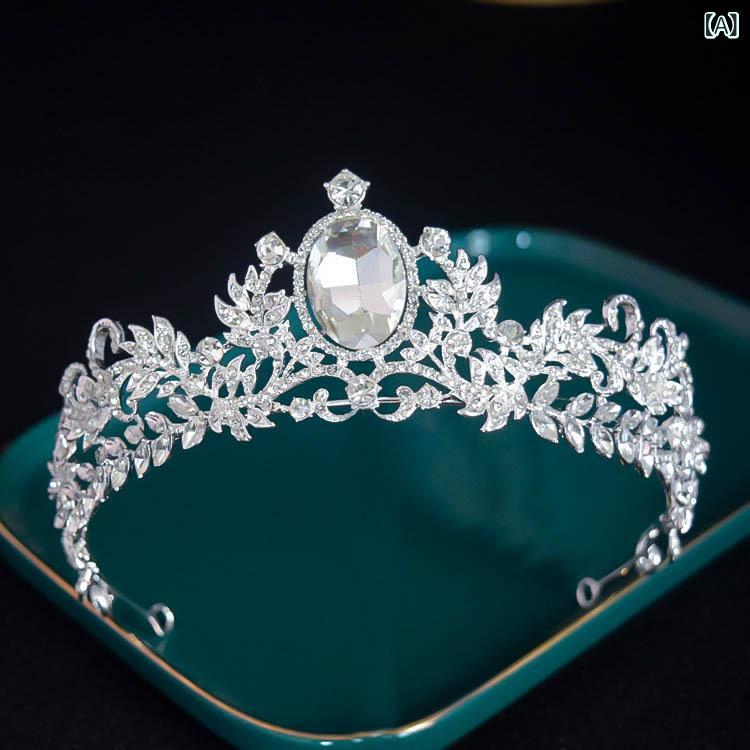 ヘアアクセサリー レディース 花嫁 ブライダル ウェディング 結婚式 披露宴 王冠 ティアラ レトロ ヨー..