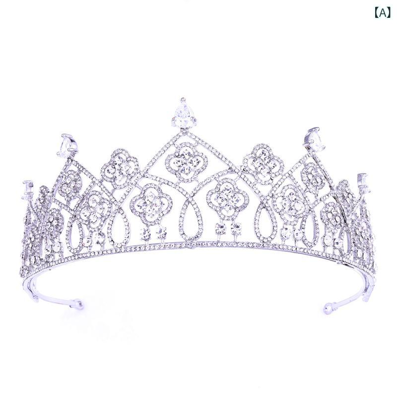 ヘッドドレス レディース ブライダル ウェディング 王冠 ティアラ クラウン ジルコニア 宮廷風 欧風 結婚式 花嫁 披露宴 前撮り パーティー 発表会 エレガント 豪華 上品 かわいい シルバー 髪飾り