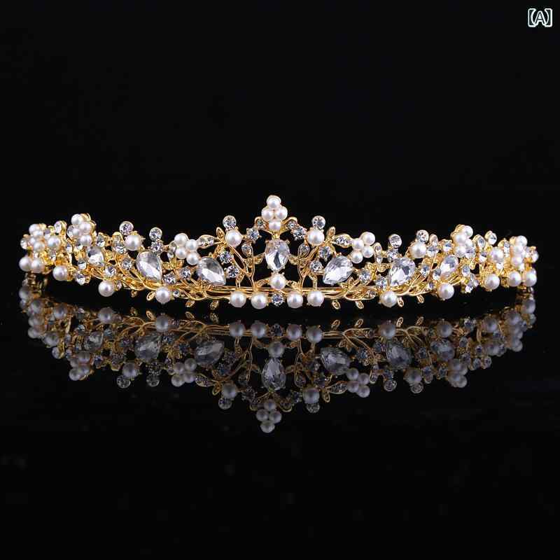ヘアアクセサリー 女性用 ウェディング クラウン ティアラ 結婚式 披露宴 ブライダル 髪飾り ヘッドド..