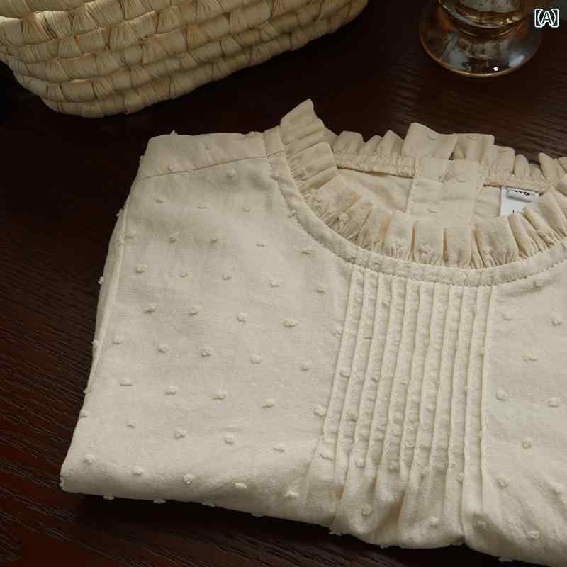 ・スタイル: アカデミック・性別: 女児・主要素材: 綿100%・生地加工: 酵素洗浄・袖丈: 長袖・柄: 無地・デザイン要素: 可愛い、レース・カラー: ライトアプリコット・サイズ展開: 90cm、100cm、110cm、120cm、130cm