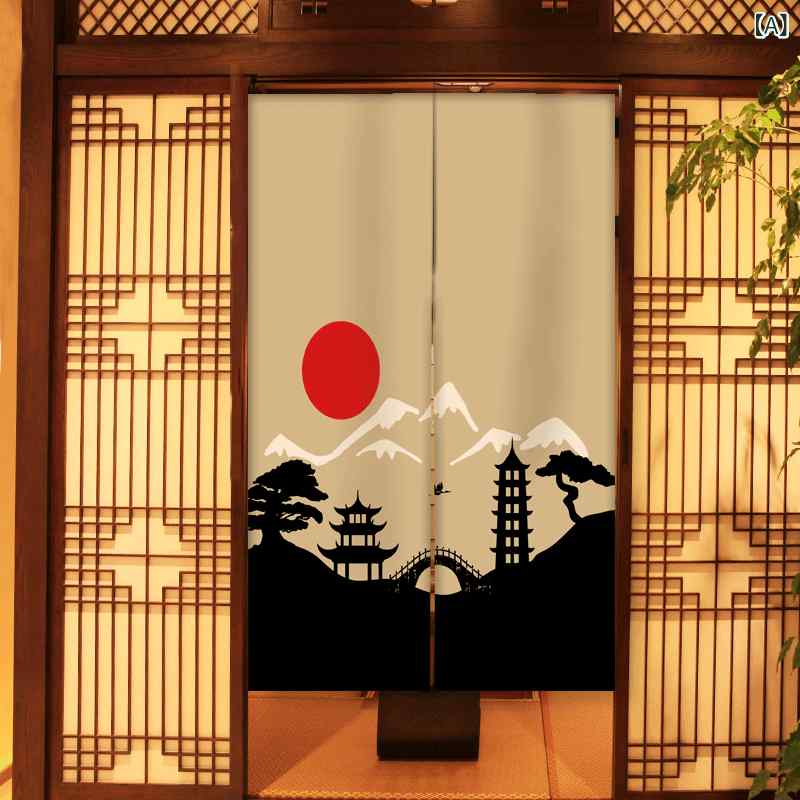 のれん 和風 桜柄 綿麻 布製 ファブリック 間仕切り 目隠し キッチン 寝室 トイレ 浴室 脱衣所 穴あけ不要 突っ張り棒式 パーテーション