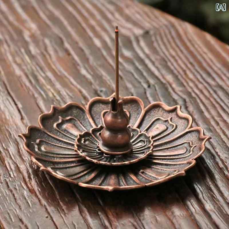 香炉 蓮花三宝 ひょうたん型 多機能 線香 渦巻香 両用 インセンスホルダー 合金製 電気メッキ加工 和風..