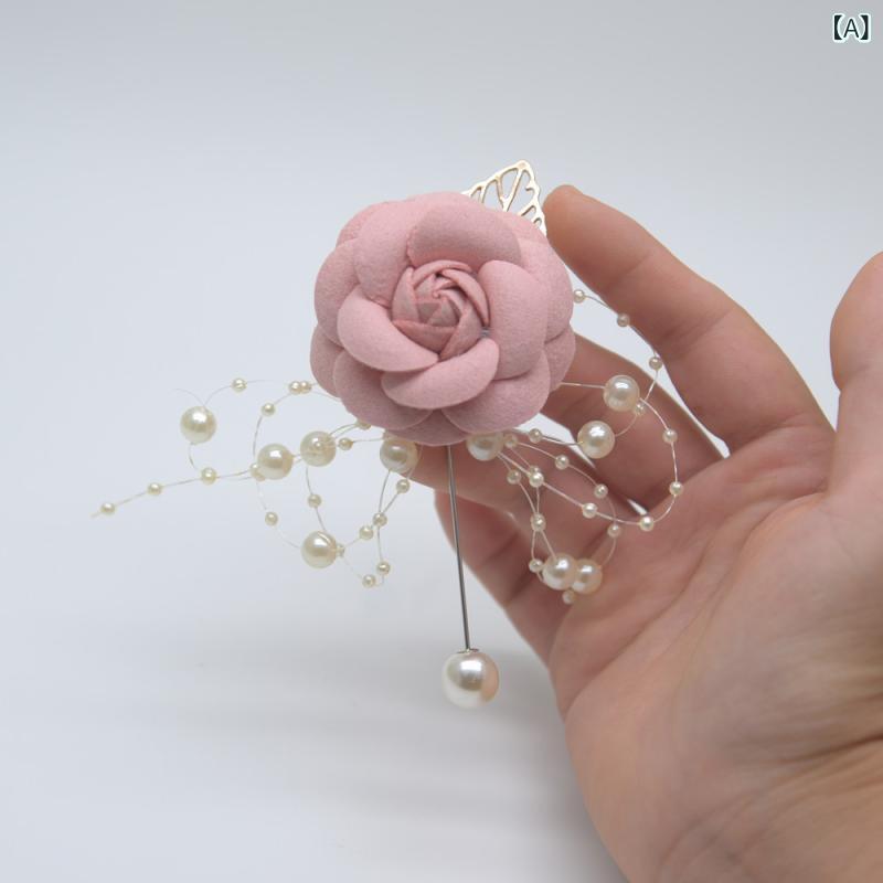 コサージュ ブローチ 新郎新婦用 中華風 結婚式 ウェディング パーティー 山茶花 カメリア 喜の文字 ラ..