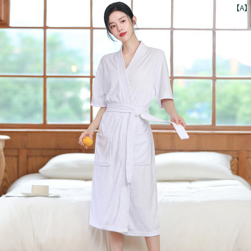 バスローブ レディース メンズ ホテル マイクロフリース タオル生地 吸水速乾 厚手 ロング丈 カップル ..