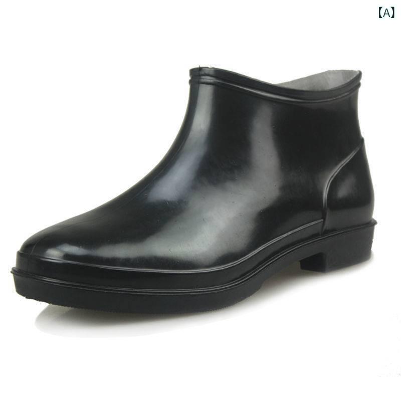 長靴 男女兼用 ショート丈 ブラック PVC素材 防水 滑り止め 耐油 耐摩耗 業務用 厨房 シェフ 料理人 作業靴 ビッグサイズ レインブーツ(x2)