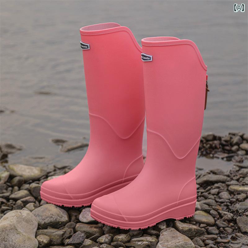 長靴 ユニセックス レインブーツ ロング丈 PVC製 滑り止め 防水 耐久性 洗車 作業 釣り アウトドア ガーデニング 雪かき 普段使い 厚手 ローヒール