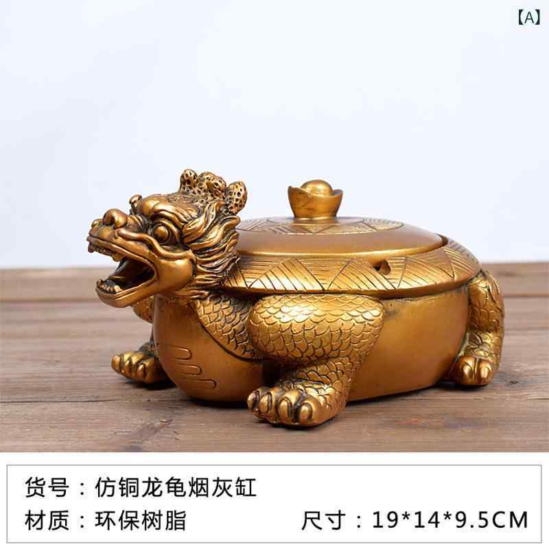 灰皿 蓋つき 大型 金蟾 倒流香 逆流香炉 新中華風 アジアンテイスト おしゃれ スタイリッシュ オフィス リビング 卓上 置物 オブジェ 風水 縁起物 樹脂製