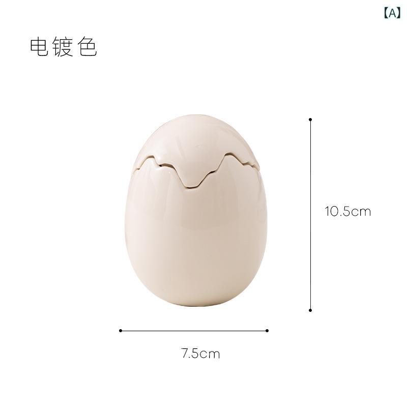 灰皿 北欧風 おしゃれ 個性的 ユニーク エッグ型 陶器製 卓上 家庭用 店舗用 業務用 喫煙具 インテリア 白 黒 乳白色