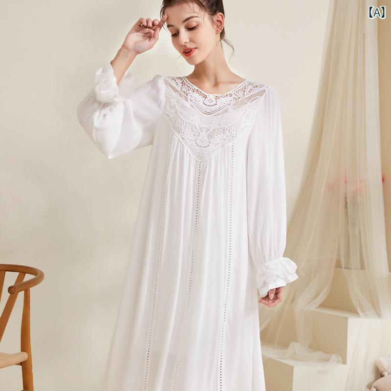 ルームウェア レディース 長袖 プリンセス スリープドレス 宮廷風 クラシカル レトロ パジャマワンピー..