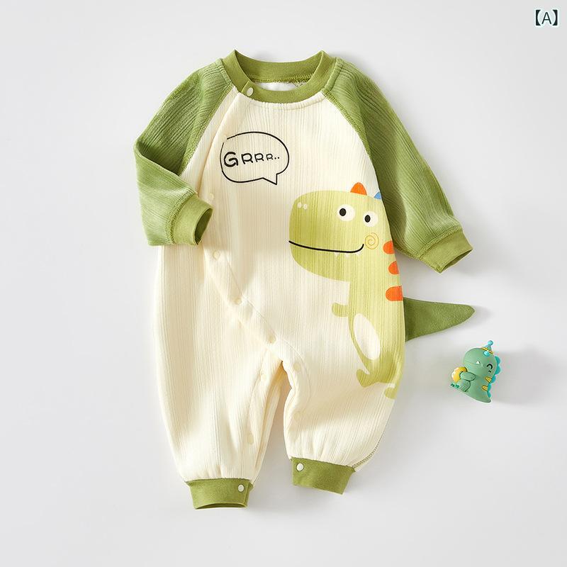 ・カテゴリ: ロンパース・安全基準: Aクラス・生地: ミルクフリース・縫製: シームレス加工・対象年齢: 新生児(0-1歳向け)・性別: 男女兼用・袖丈: 長袖・厚さ: 厚手・主な素材: ポリエステル95%・開閉方式: 斜め前開き、シングルボタン・スタイル: 韓国風・カラー展開: ドラゴン柄、うさぎ柄、クマ柄・サイズ展開: 59cm, 66cm, 73cm, 80cm, 90cm, 100cm・ステッチ間隔: 3cmあたり12～14針