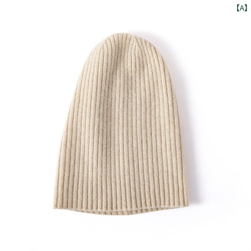 ニット帽 レディース 女性用 カシミヤ ウール 羊毛 リブ編み 厚手 あったか 防寒 保温 耳あて 小顔効果 シンプル …