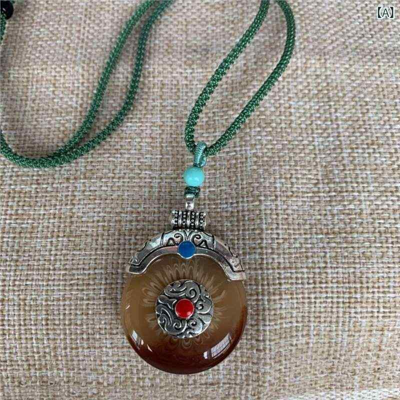 ネックレス 男女兼用 チベット民族調 ネパール タンカ ペンダント アクセサリー ドーナツ型 リング ア..