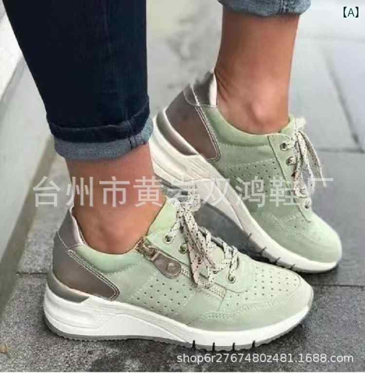 シューズ レディース 女性用 レースアップ 厚底 ミドルヒール ポインテッドトゥ 切り替え花柄 合成皮革 PUレザー カジュアル スポーツ ウォーキング 普段使い お出かけ 大きいサイズ ゆったりサイズ グリーン ブラック