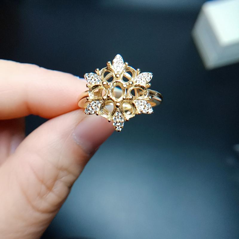 指輪 レディース S925スターリングシルバー フリーサイズ パヴェデザイン 空枠 楕円形 3x4mm オフィス ..