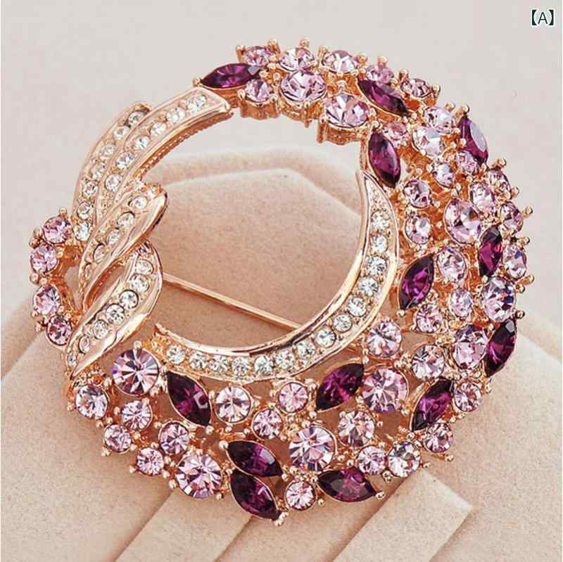 2個セット・カテゴリ: ブローチ・素材: 人造水晶・形状: 花、葉・加工方法: クリスタル象嵌・カラー展開: 神秘的な紫、幸福の青、現代的な緑・柄: 花柄・機能: 記念、装飾、結婚式、ギフト、露出防止、固定・スタイル: 高級感、ファッション...