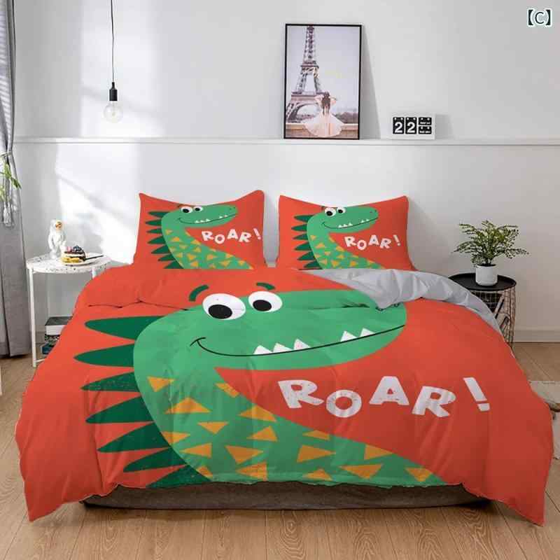 布団カバー キッズ 男の子 女の子 かわいい キャラクター 恐竜柄 3点セット 寝具 ...