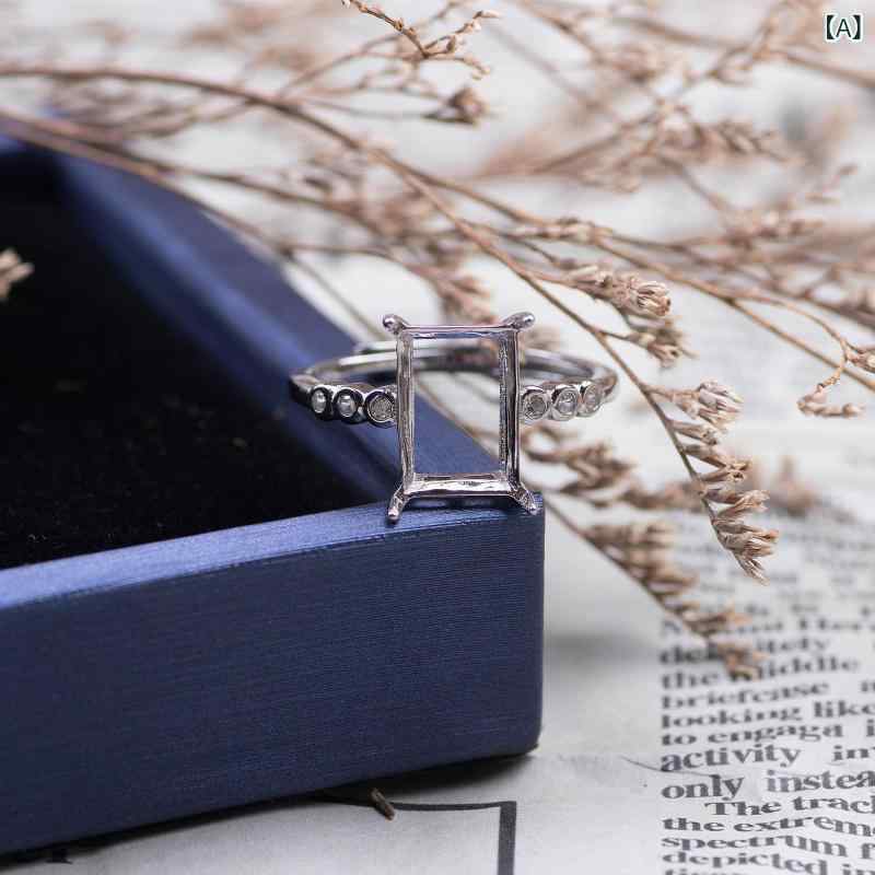 指輪 男女兼用 S925 純銀 オリジナルデザイン シンプル 個性的 スクエア ターコイズ 空枠 リング 石座 ..