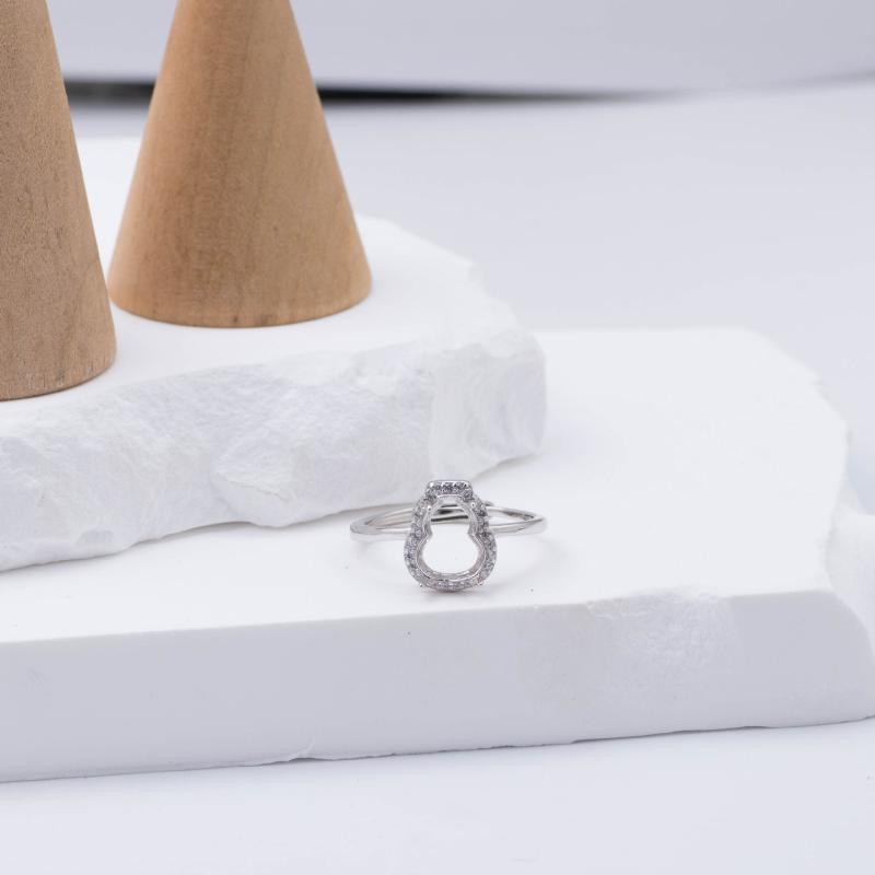 リング枠 レディース S925純銀 ひょうたん型 サイズ調整可能 空枠 翡翠 カルセドニー ストーン用 シンプル 高級感 通勤 普段使い 電気メッキ加工