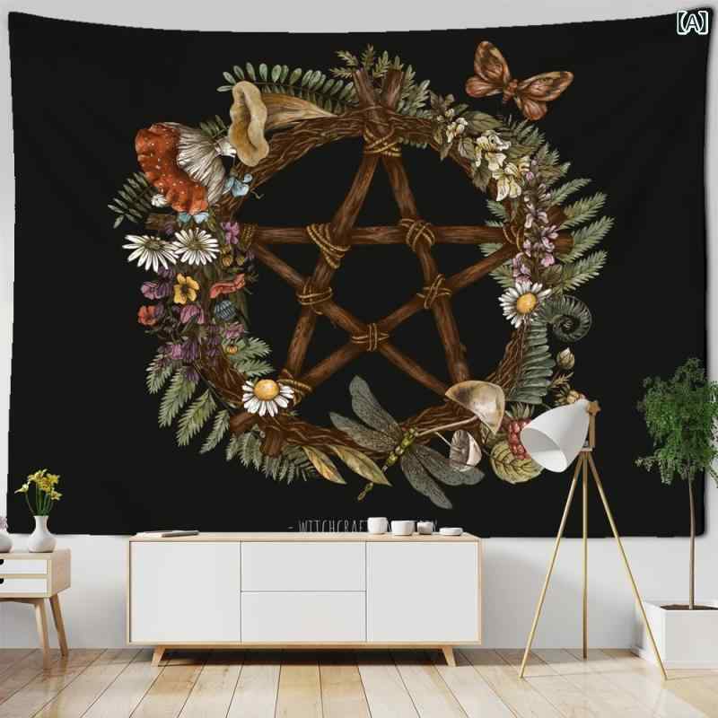 タペストリー レトロ 神秘的 太陽 植物 花柄 風景 壁掛け ウォールデコ 寝室 ベッドルーム 部屋 寮 リ..